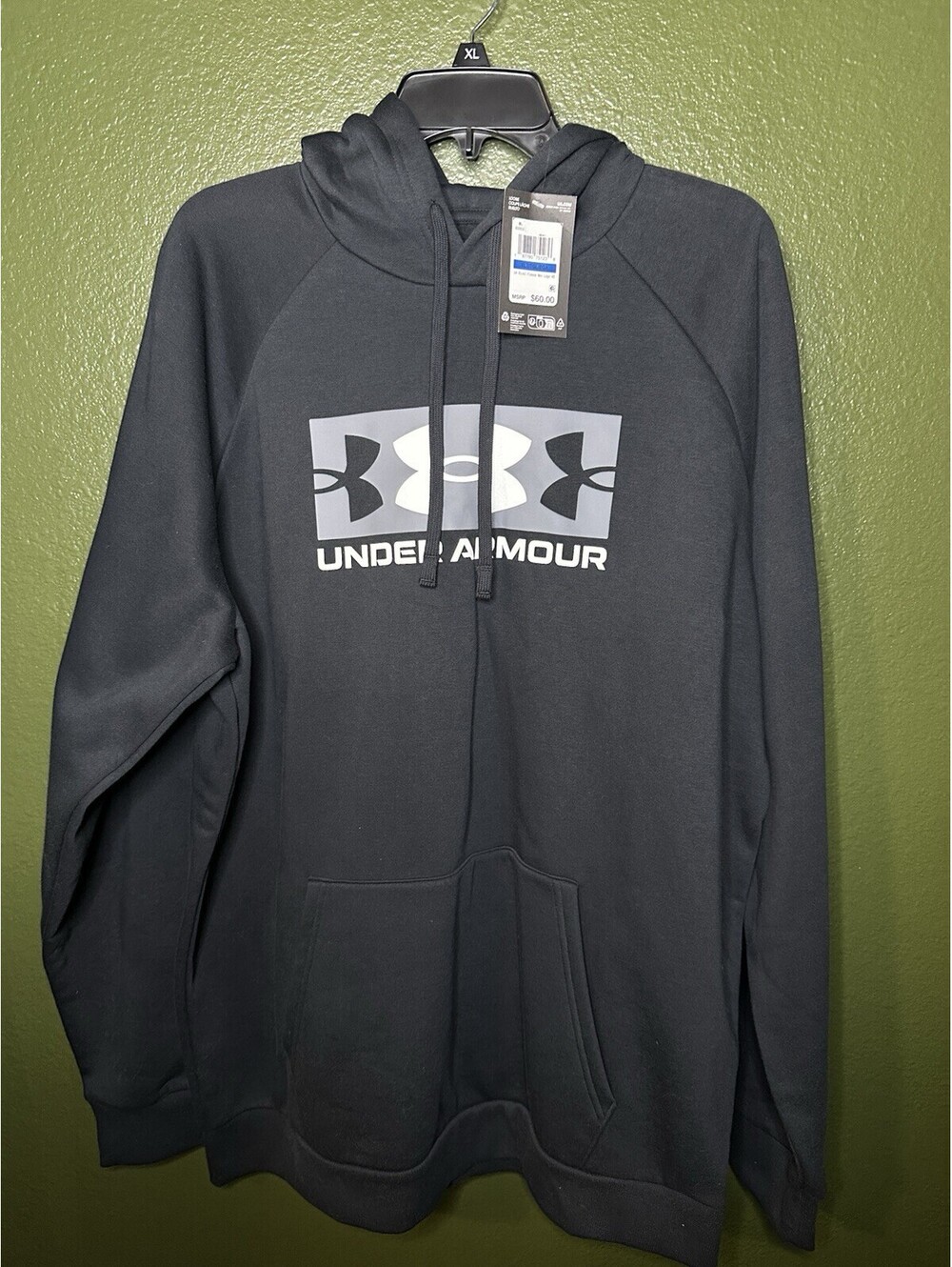 Under Armour Men Hoodie Rival Fleece XLT Big Logo UA Sweatshirt Black 6005505